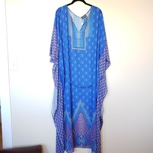 ASTR the Label Blue & Purple Tie Front Kaftan